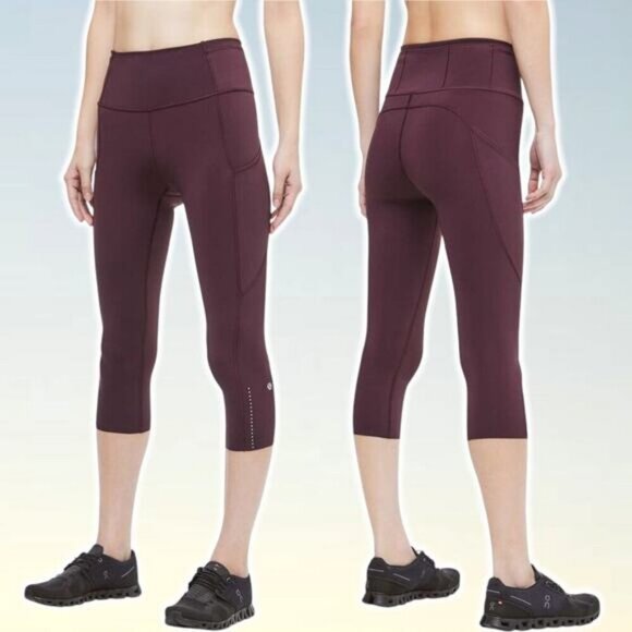 LULULEMON Fast & Free Crop II Nulux 19" Size 2 Dark Adobe - Picture 1 of 9